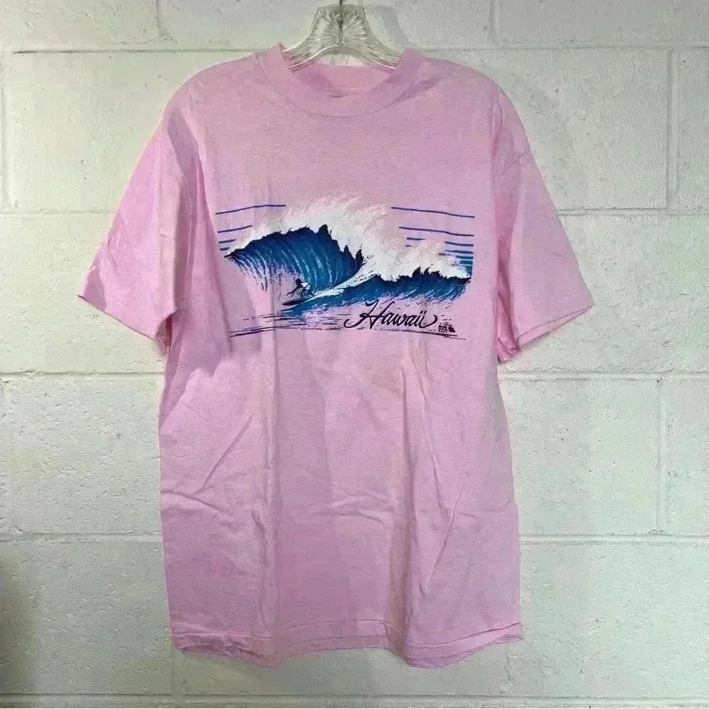 Hawaii Vintage Pink Surfer T-Shirt-Large